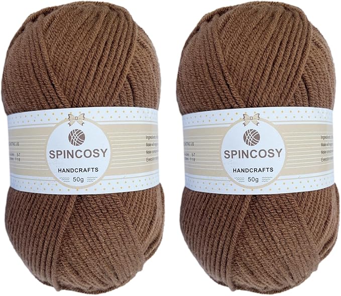 2 Pcs Crochet Yarn, Feels Soft 280 Yards Assorted Colors 4ply Acrylic Yarn,Yarn for Crochet & Hand Knitting (Coffee)