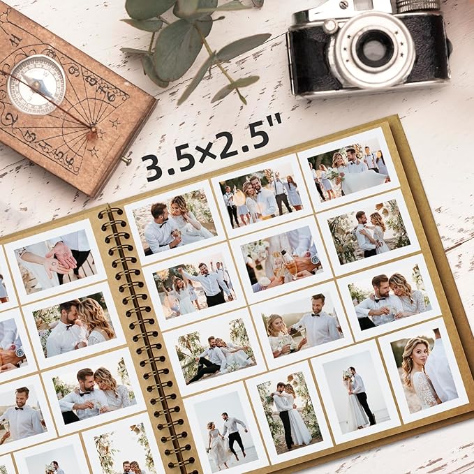 Yopih 12 x 12 Inch DIY Scrapbook Photo Album Hardcover Kraft Blank Page Acid-Free, 100 Pages (50 Sheets) Memory Book for Wedding Anniversaries Family Baby Memories Small Scrapbooking Projects, Yellow