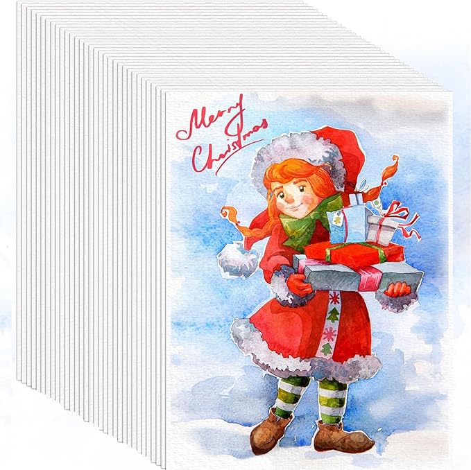 100 Sheets Watercolor Paper, 5"x7" White Water Color Paper Bulk, 140lb/300g Cold Pressed Acid-Free Artist Paper Loose Drawing Paper for Adults Students, Watercolors, Markers, Art Journaling Supplies