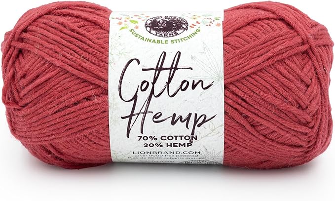 Lion Brand Yarn Cotton Hemp Soft, Durable Yarn for Crochet and Knitting, 1 Pack, Cherry