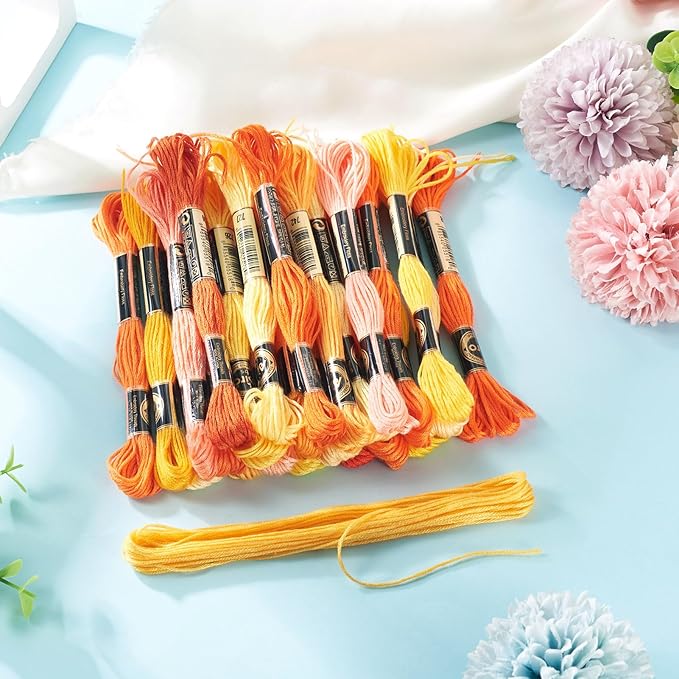FASHEWELRY 218 Yards Friendship Bracelet String Orange Polyester Embroidery Floss 1mm Cross Stitch Cotton Floss for Hand Sewing Sachets Tassels Cushions Birthday Card DIY