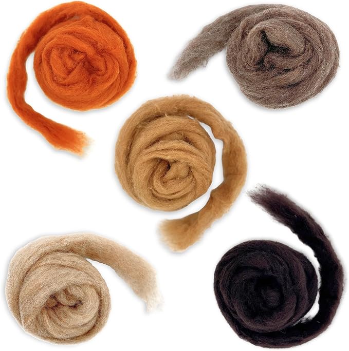 Corriedale Carded Sliver Wool Roving Variety Bundle | Best Core Wool for Needle Felting, Spinning, Wet Felting, Weaving, Dryer Balls, Yarn Roving - Ethically Sourced (Autumn Harvest)