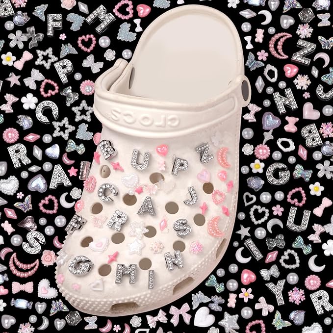 Junk Case Charms, A-Z Alphabet Letters Junk Case Kit, Junk Phone Case Charm, Pink Assorted Slime Charms Bulk Letter Charms for DIY Necklace Bracelets Jewelry Making Scrapbooking Crafts