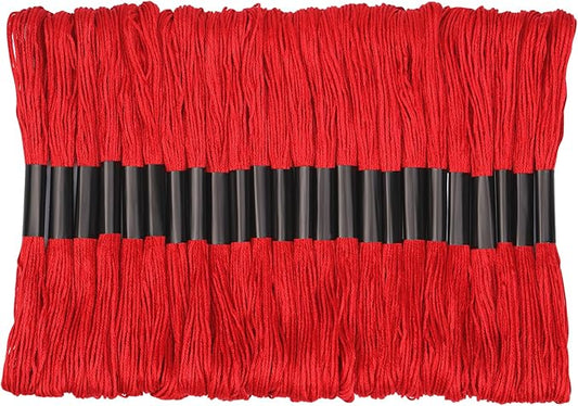 24 Skeins Red Embroidery Floss, Red Embroidery Cross Floss, Embroidery Thread Floss Set Including Plastic Floss Bobbins for Embroidery and Sewing