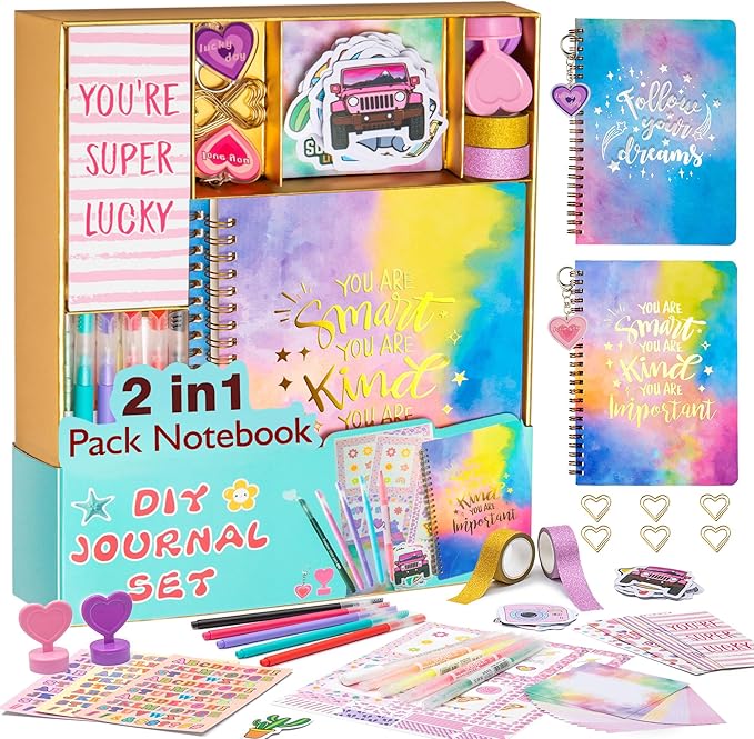 oihew diy journal kit for teen girls, stationary & diary set with stickers,make your own art crafts journaling kit for tween, scrapbook art crafts kit teen girl birthday gift idea