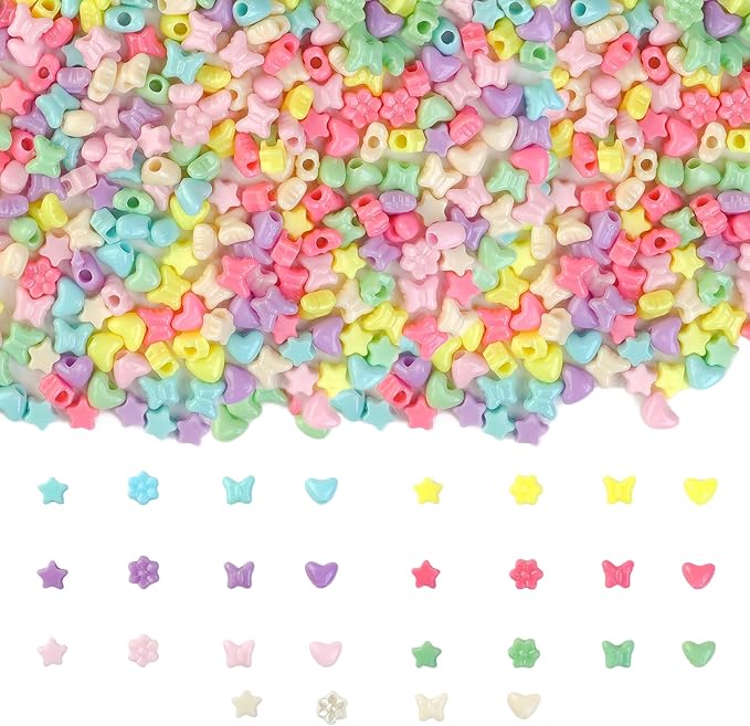 1000pcs Pony Beads, 15 Color Kandi Beads for Bracelets Making Kit, Hair Braids Crafts Jewelry Making Crafts Friendship Necklace Earrings DIY (Large Hole Light Color Mixed Color)