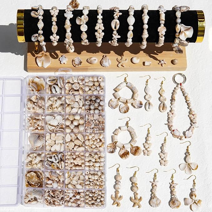 680+Pcs Ocean Beads for Bracelets Making Kit, Imitation Boho Ocean Beach Shell Bead Charms Starfish Beads Summer Sea Dangle Pendant for Jewelry Making Necklace Earring Bracelet Anklet DIY Craft