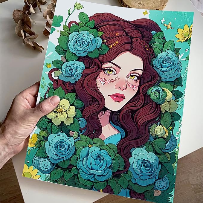 Sugar Skull Women Coloring Book for Adult Spiral Bound, Adult Coloring Book for Women Relaxation, Thick Paper 24 Pages One Sided Design, Mindfulness Easter Gifts for Adults