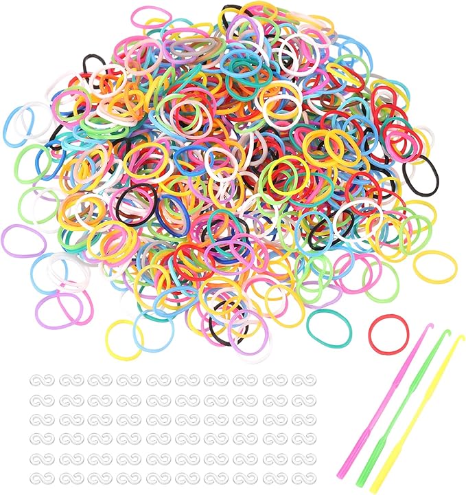 MECCANIXITY 1800 Pcs Loom Rubber Bands Kit with 75 Pcs S-Clips 3-Hooks Rubber Bands Refill Bracelet Making Kits for Weaving DIY Handcrafts Gift, Mixed Colors