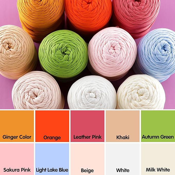 2 Pack Soft T-Shirt Yarn for Crochet, T Shirt Yarns for Crocheting Crafts, Bags, Basket, Coaster, Tshirt Yarns - 800 G/260 Yds with 1 Crochet Hook (2, Autumn Green)