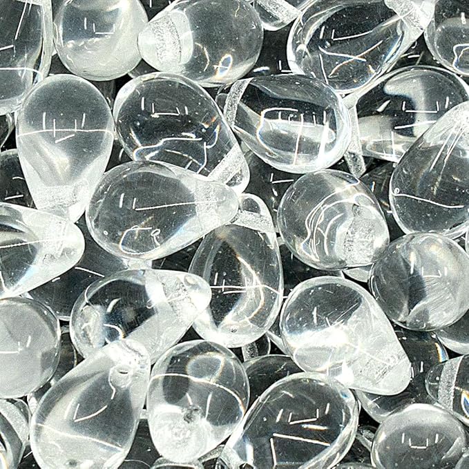 Czech 50-Piece Glass Beads, 6x9mm, Teardrop Transparent Crystal Clear
