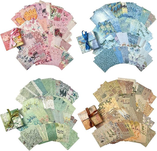 400 PCS Vintage Scrapbook Paper DIY Journaling Supplies Decorative Paper Aesthetic Stationery Scrapbooking Paper or Journals Junk Journal Planners Picture Frames Album Crafts