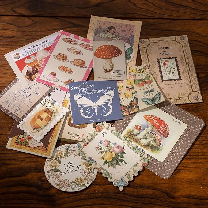 joychoic vintage junk journal supplies kit, brown scrapbook supplies, scrapbooking and journaling materials, large collection for women, stationery diy arts craft, adults