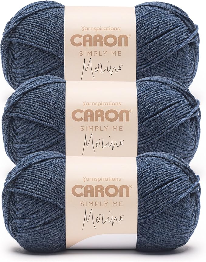 Caron Simply Me Merino Deep Water Heather Yarn - 3 Pack of 100g/3.5oz - 50% Acrylic, 50% Merino Wool - #3 DK (Light) - 215 Yards - Knitting/Crochet