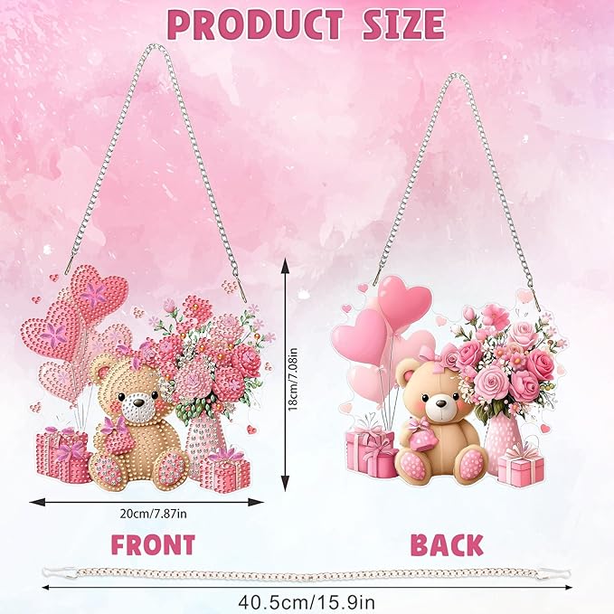 DOMROM Bear Diamond Art Hanging Kits for Adult Beginners, Special Shaped Crystal Diamond Painting Bear Pendant, DIY Diamond Art Suncatchers Animal for Home Garden Wall Decor Gift