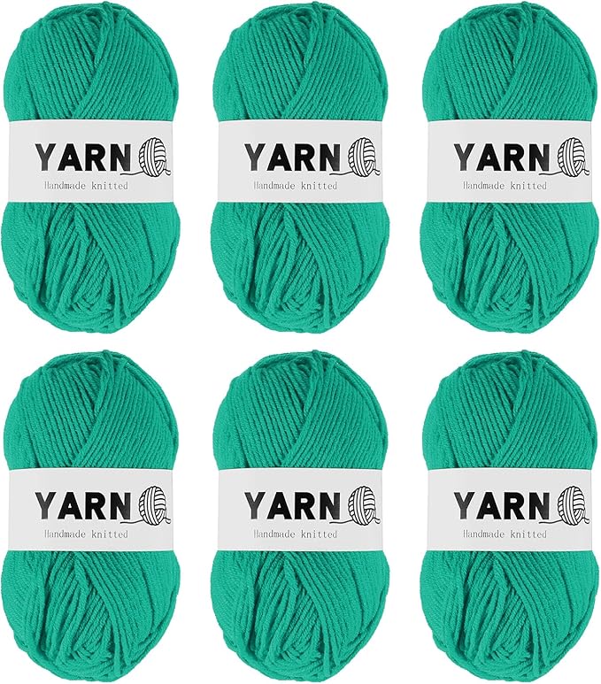 6Pcs Pale Green Acrylic Yarn 790 Yard 4 Ply Soft Crochet Yarns Sport Weight Yarn,[for DIY Crocheting Knitting Craft Blankets Hats]-300g