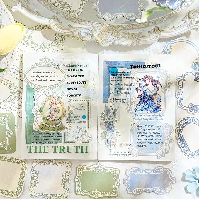 120 Pcs Vintage Label Scrapbooking Paper, Multicolor Vintage Label Junk Journal Kit for DIY Decoupage, Scrapbooking Supplies