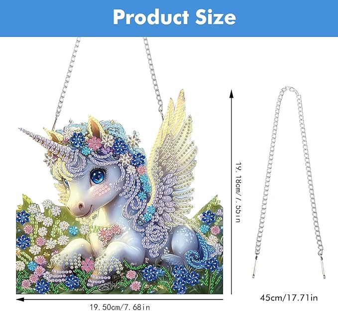 Miwixy Unicorn Hanging Diamond Art Kits for Adults,Flowers Special Shaped Crystal Christmas Diamond Painting Ornament Kit DIY Double-Sided Pattern Window Pendant Gem Art Kit for Home Wall Decor