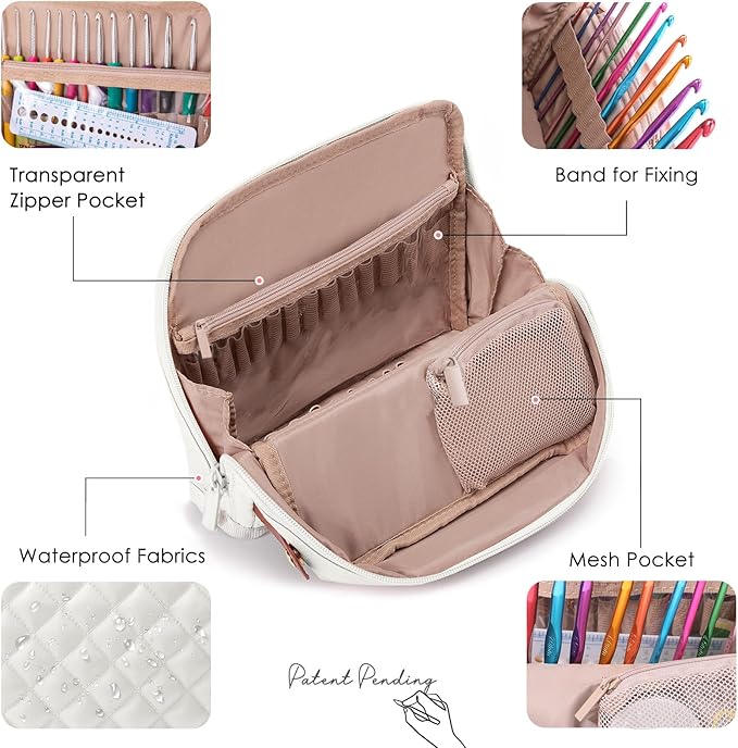 82Pcs Crochet Hook Set with Storage Case - Stand Up Crochet Hook Case with 20 Size Crochet Hooks & needles, Crochet Accessories - Crochet Needles Set for Crochet Lovers, Crochet Kit for Beginners
