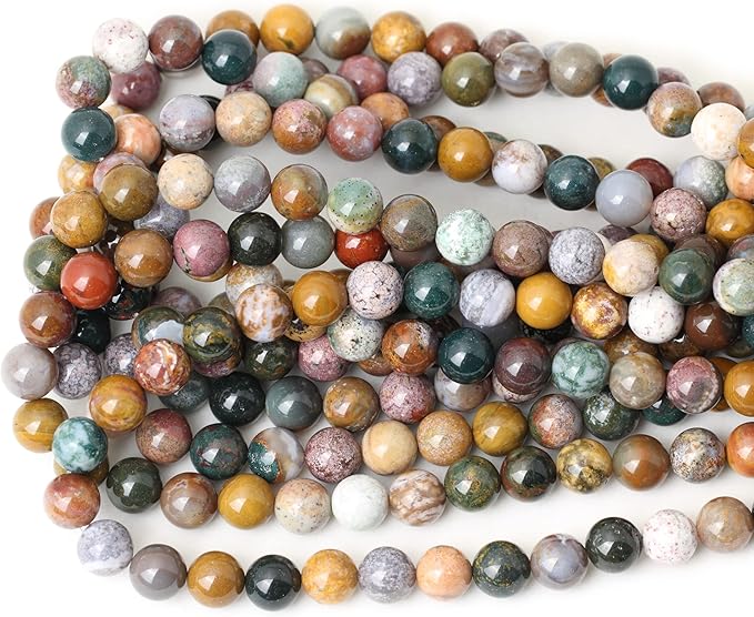 35PCS 10mm Natural Marine Agate Round Loose Beads for Jewelry Making DIY Findings 1 Strand 15"