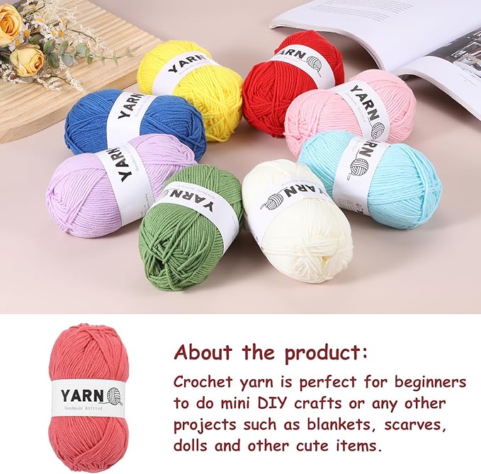 3Pcs Pale Red Acrylic Yarn 400 Yard 4 Ply Soft Crochet Yarns Sport Weight Yarn,[for DIY Crocheting Knitting Craft Blankets Hats]-150g