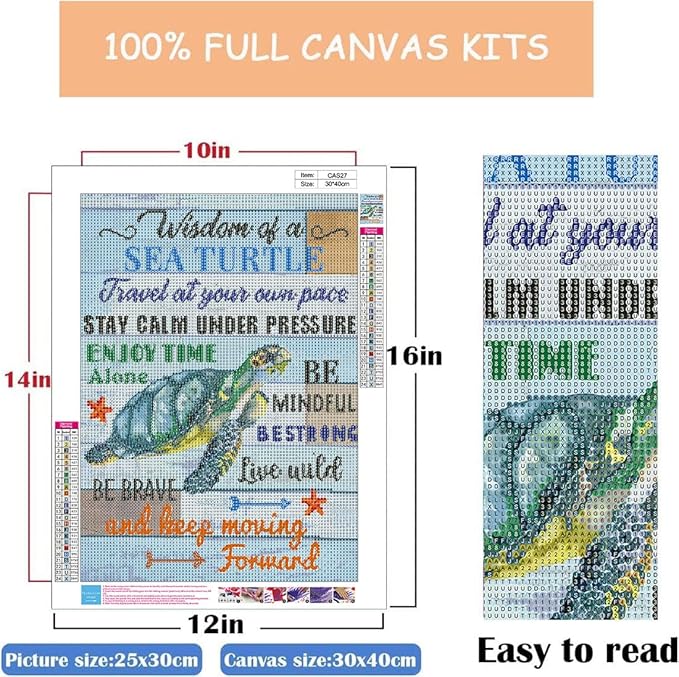 WUSARPLY Sea Turtle Diamond Paintings Kits for Adults, Inspirational Diamond Art Kits Full Drill Diamond Dots Paint with Diamonds Gem Arts and Crafts for Beginner Home Wall Decor
