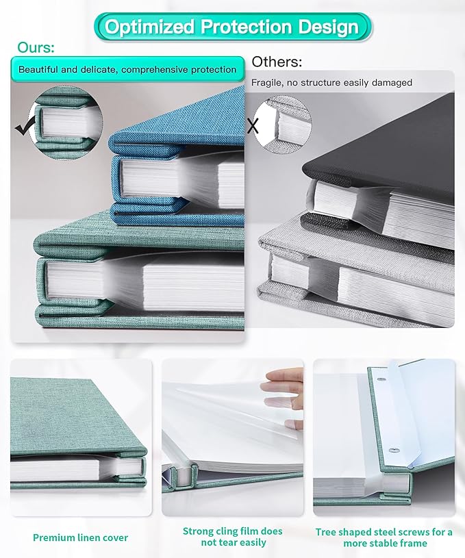 Popotop Photo Album Self Adhesive Scrapbook Album for 4x6 5x7 8x10 Pictures DIY Photo Book as Scrapbooking Supplies Kits, Birthday Gifts for Women Mom Wedding Baby Family Travel