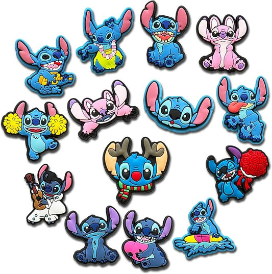 Cartoon DIY Silicone Focal Beads for Pen Making, Cartoon Bead Pen Charms, Keychain Jewelry Craft Kit for Teen Adults (14Pcs Blue)