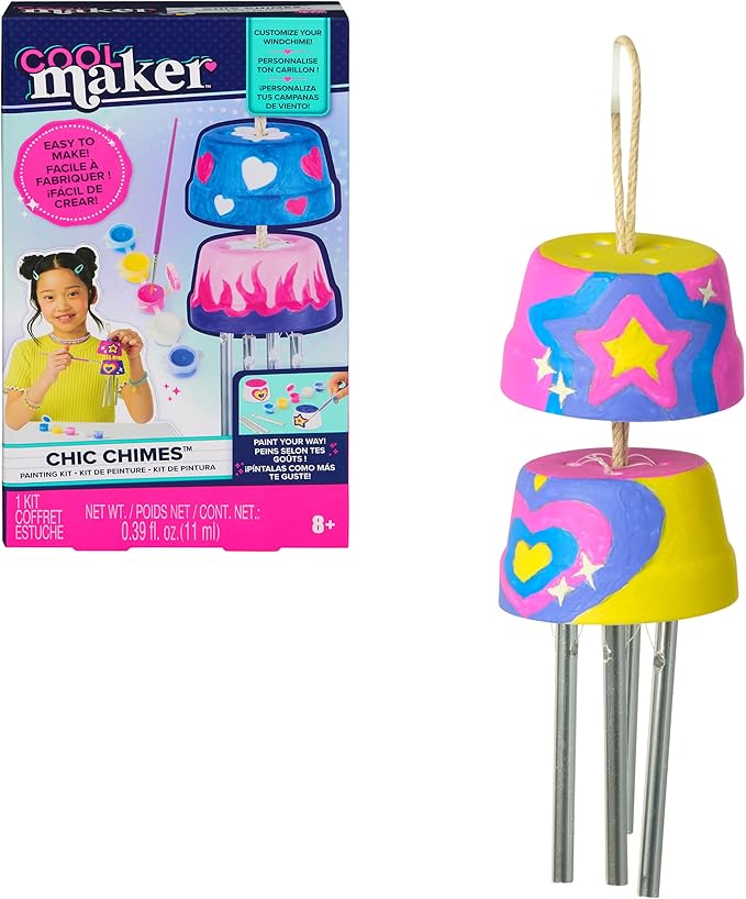 Cool Maker, Chic Chimes Painting Kit with 5 Colors, Paint & Design a Stylish Windchime, Room Decor Arts and Crafts Kit, Kids Toys for Girls Ages 8 and up