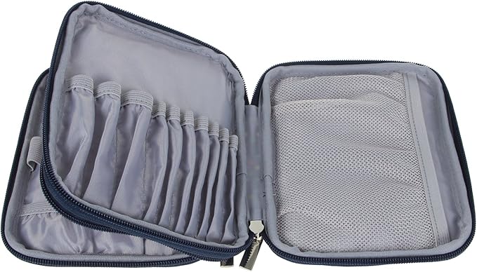 Teamoy Crochet Hook Case - Empty Organizer with Multiple Pockets for Needles & Knitting Accessories, Cats Blue