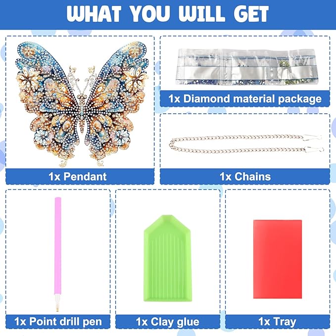 NAIMOER DIY Hanging Diamond Art Kits for Adults, Butterfly Diamond Painting Kits, Special Shaped Rhinestone, Acrylic 5D Gem Art Craft Window Pendants Home Garden Wall Hanging Ornament Kits