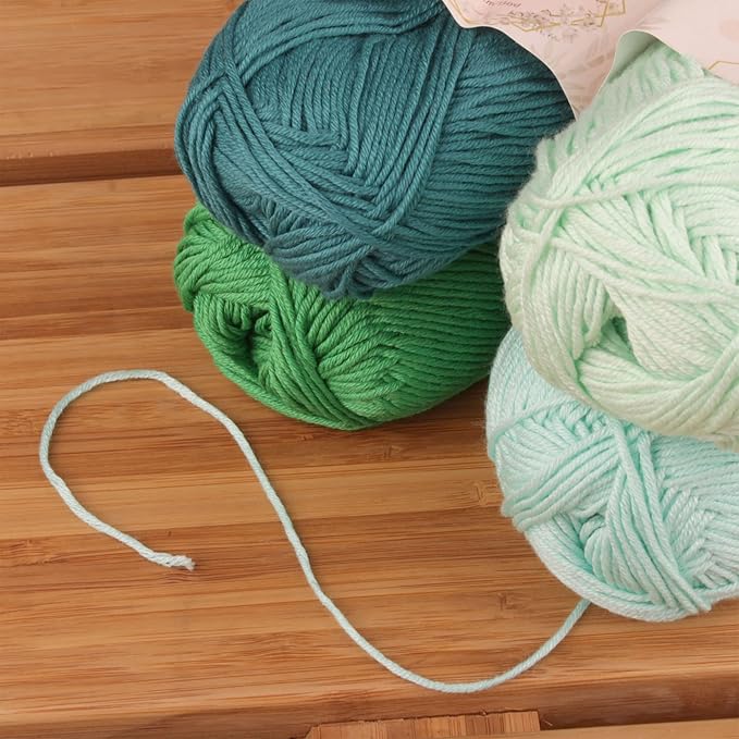 JubileeYarn Bamboo Cotton Sport Yarn - 50g/Skein - Shades of Green - 4 Skeins