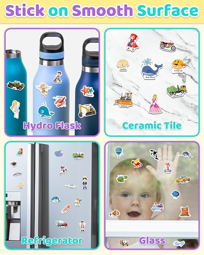 benresive reusable sticker books for kids, sticker books for toddlers, toddler travel toys activities crafts ages 3 and up birthday gifts - ocean animals, fairy and vehicle