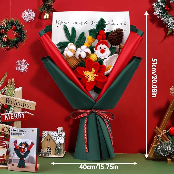 Pnytty Crochet Kit for Beginner Adults, Flower Bouquet Crochet Starter Kit with Step-by-Step Video Tutorials Knitting Kit for Holiday, Home Decor, Anniversary Day Present