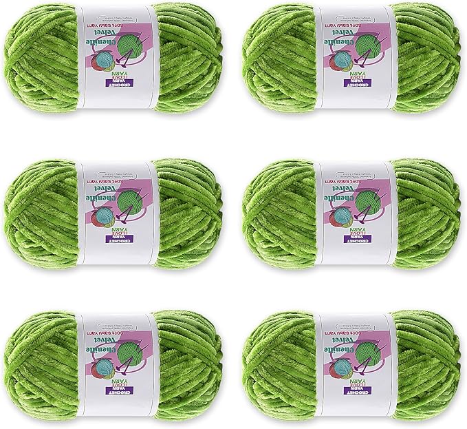 6 Skeins Velvet Chunky Yarn, Chenille for Crocheting and Hand Knitting, Blanket for Making Scarves and Knitting Projects - Amigurumi Crochet Yarns (6×3.5oz, 6×87.5yds)