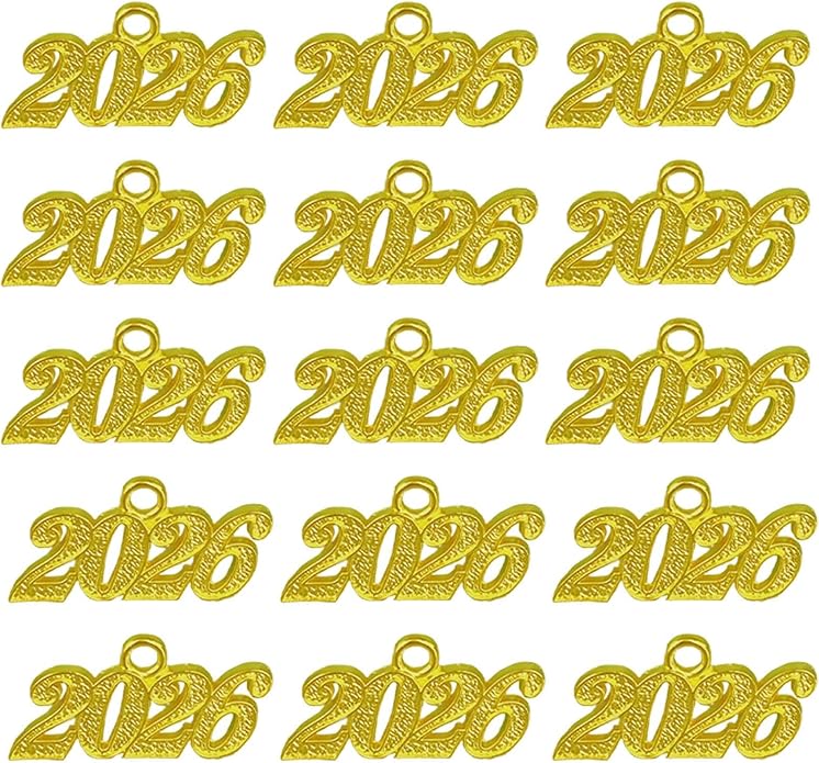50 pieces 2026 Year Charm for Graduation Tassel Graduation Charm Pendant for DIY Jewelry Making