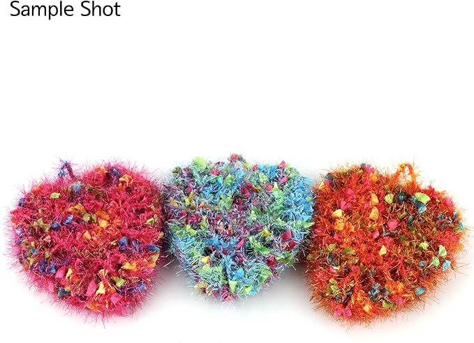 for Scrubbies 12 Skeins Bonbons Yarn Assorted Colors 100% Polyester for Scrubbies Crochet and Knitting Project - Total 648 Yards Craft Kit (Brush)