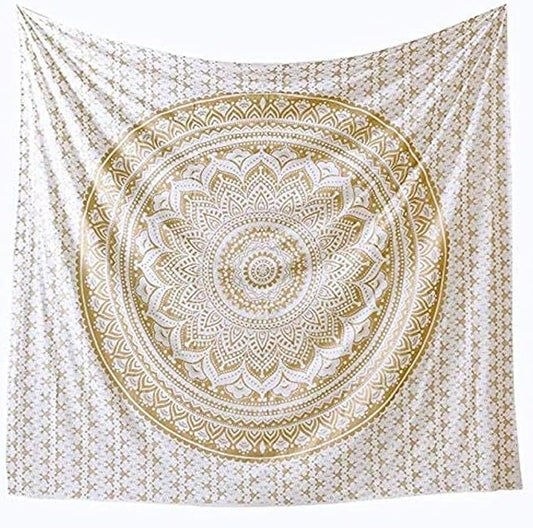 popular handicrafts tapestry wall hanging ombre hippie mandala bohemian hippy metallic shine intricate indian tapestries bedspread 90 x 108 inches (230cm x 270cm) gold