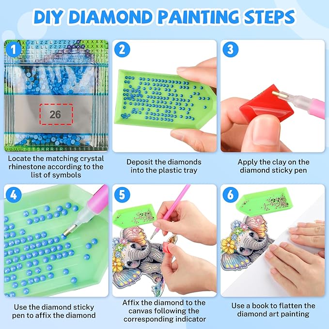 Bowetile Elephant Diamond Art Hanging Kits for Adults, 5D Special Shape Diamond Painting Pendant Kits, Animal Gem Art Suncatchers Painting Ornament for Home Garden Wall Decor