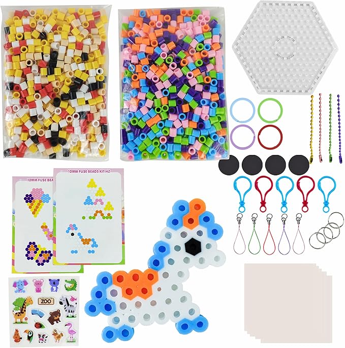 yowamho 10mm fuse beads kit - 1000 pcs big iron beads set, art crafts set for kids ages 6+, girls boys gift, easter christmas birthday present.(princess series)