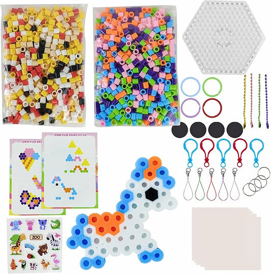 yowamho 10mm fuse beads kit - 1000 pcs big iron beads set, art crafts set for kids ages 6+, girls boys gift, easter christmas birthday present.(princess series)