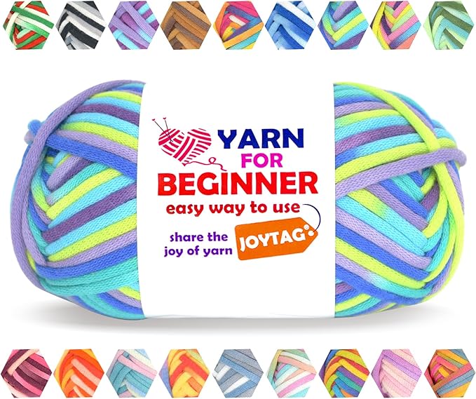 50g Rainbow Beginner Crochet Yarn for Crocheting and Knitting Multicolor Cotton Crochet Yarn for Beginners Easy Yarn for Beginners(Blue Pink Purple)