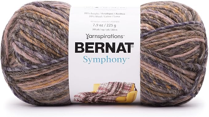 Bernat Symphony Brocade Yarn - 2 Pack of 225g/8oz - Wool Blend - 5 Bulky - 309 Yards - Knitting/Crochet