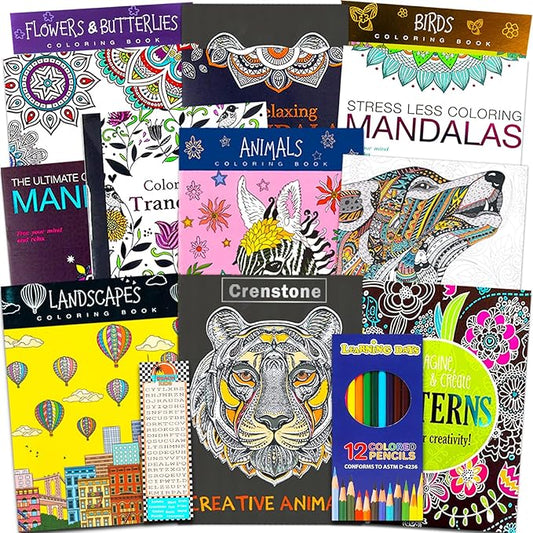 14 Pack Adult Coloring Super Set - Mandala Coloring Books for Adults Stress Relief Bundle Featuring Mandalas and More