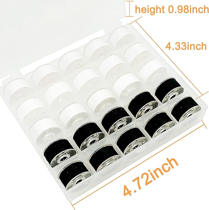 New brothread 25pcs 15White+10Black 60S/2(90WT) Prewound Bobbin Thread Plastic Size A SA156 for Embroidery and Sewing Machines DIY Embroidery and Sewing Thread Cottonized Soft Feel Polyester Thread