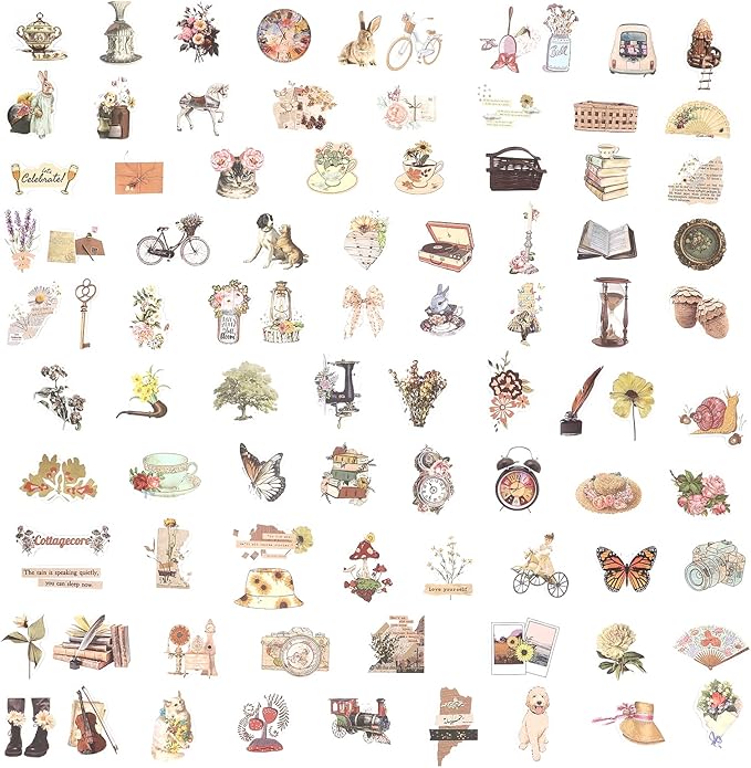DeaGenlte 200pcs Junk Journal Supplies, Vintage Scrapbook Stickers Journal for Scrapbooking Supplies Kit Relationship Scrapbook Album Kit