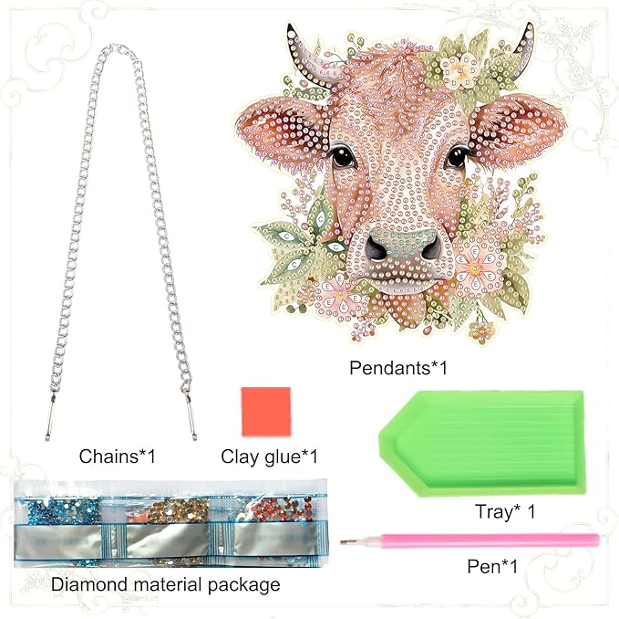 AiYuanzsh DIY 5D Cow Diamond Painting Hanging Sign, Special Shaped Crystal Rhinestone Wall Art Ornament for Door, Home and Garden Decoration, Diamond Art Window Suncatchers Pendant