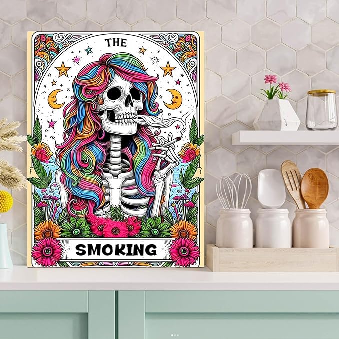 Meothan Diamond Painting Kits for Adults, 5D DIY Skull Diamond Art Kits for Adults Beginners, Diamond Dots Kits Gem Arts Crafts for Living Room Bedroom Offices Home Wall Decor 12X16 Inch
