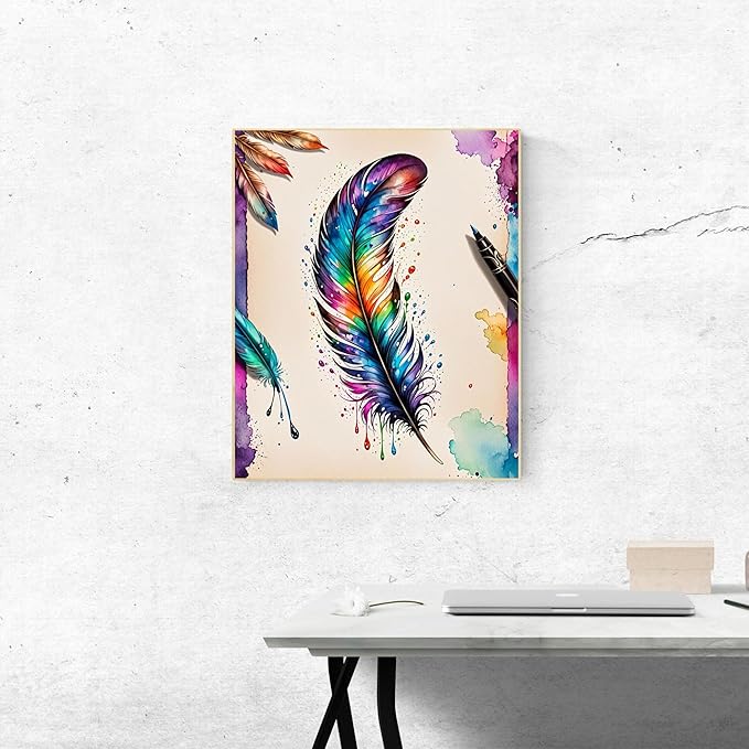 ldazao Paint by Numbers Kit for Adults Feather Adult Paint by Number Kits Canvas Painting Kit for Beginner Adults' Paint-by-Number Kits Oil Painting Kits for Gift Home Wall Decor 16x20 Inch