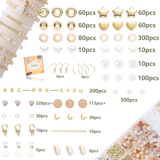 xylise jewelry making supplies kit natural stone beads for irregular natural stone with for diy craft bracelet necklace earrings for adults (pink)